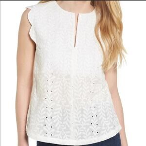 NWT Bishop + Young Eyelet Scallop Edge Shell Top Size Large